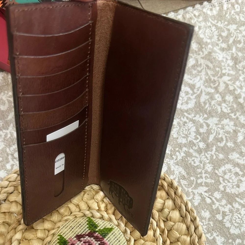 Red Dirt Hat Co Mens Rodeo Southwest Canvas Inlay Wallet Genuine Leather New